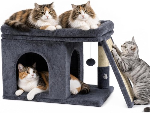 Dark grey cat tree tower - grey,